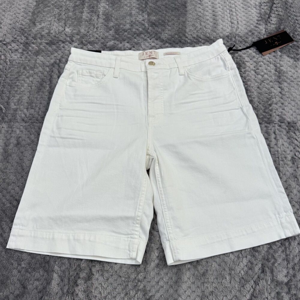 JEN7 Bermuda Shorts Womens 10 Sculpting Panel Mid Rise Denim Stretch Casual